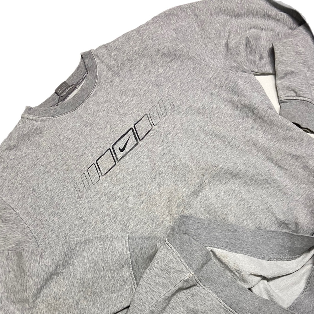 Vintage 2000’s Nike Grey Tag Distressed Swoosh Logo Crewneck